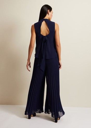 Phase Eight Eden Pleated Jumpsuit Navy Australia | SY1934627